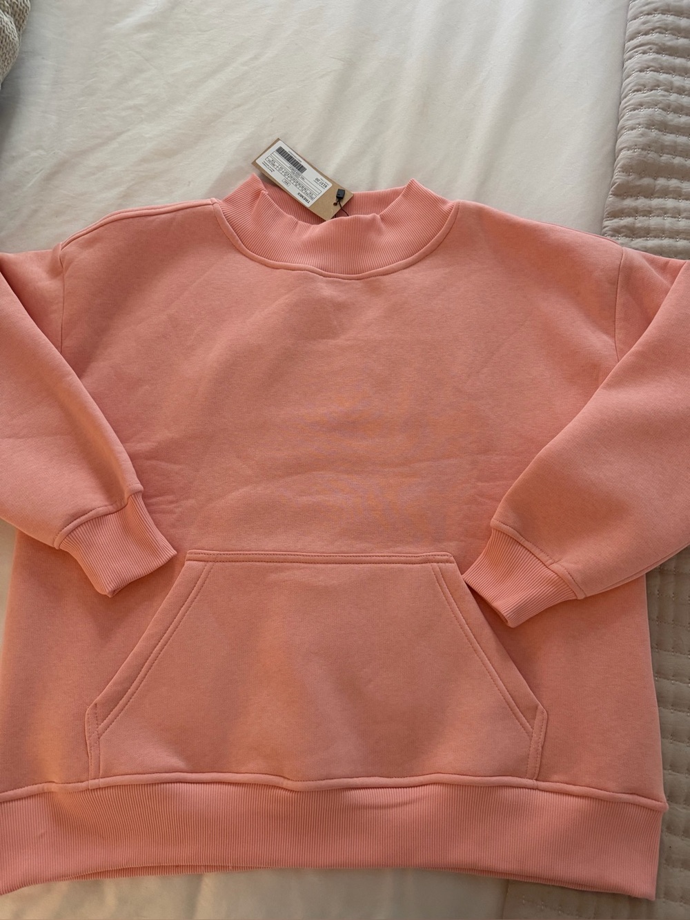 BNWT coral Mock Neck Pocket Sweatshirt